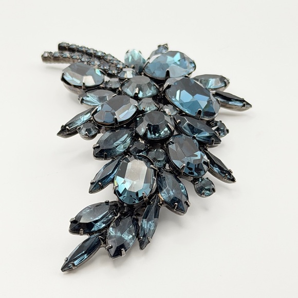 Jennifer Behr Teal Crystal Floral Hair Clip main image 10